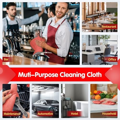 FIXSMITH Red Microfiber Cleaning Cloth -Pack of 8, Highly Absorbent Cleaning Rags, 16"X12" All Purpose Cleaning Towels for Housekeeping, Kitchen, Car, Lint Free and Reusable Microfiber Towels - Image 7