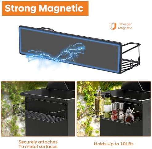 Magnetic Grill Caddy with Bins, BBQ Tool Organizer with Paper Towel Holder - Image 2