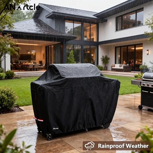 ANartcle Water-Resistant 80 Inch BBQ Grill Cover,600D Heavy Duty Waterproof All Weather Large Grill Cover for Outdoor Grill,Suitable for Weber, Brinkmann and More,80" L x 26" W x 48" H Black - Image 6