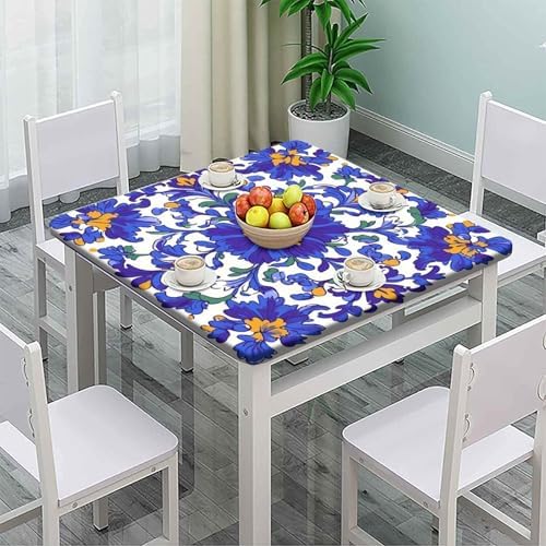 Square Card Table Tablecloth, Mexican Talavera Pattern Printed on Oilproof Outdoor Table Cover, Ideal for Buffet Catering Community, Fit for 40" x 40" Square Tables - Image 2