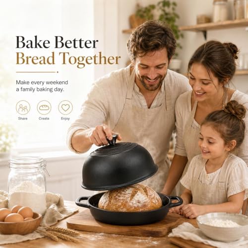 5QT Matte Black Enameled Cast Iron Dutch Oven for Bread Baking - Image 6