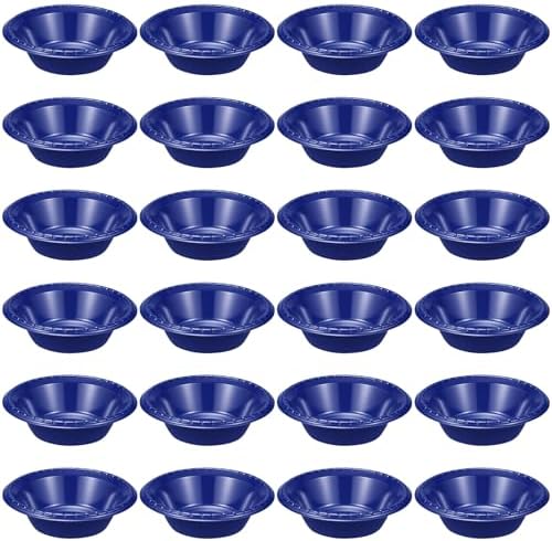 24 Pack 16oz Blue Disposable Plastic Bowls Dessert, Ice Cream, Salad, Soup Serving Cups for Party, Picnic, Food Snacks (Blue) by Unknown
