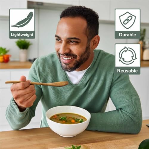 BambooMN 8" Reusable Bamboo Soup Spoon - 100 Units - Image 4