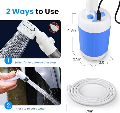 Ann Katy Portable Camping Shower Pump,Rechargeable Electric Outdoor Shower - Image 4