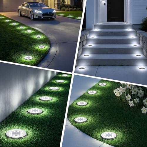 INCX Solar Lights Outdoor Waterproof, Cold White, 4 Pack Ground Lights - Image 6