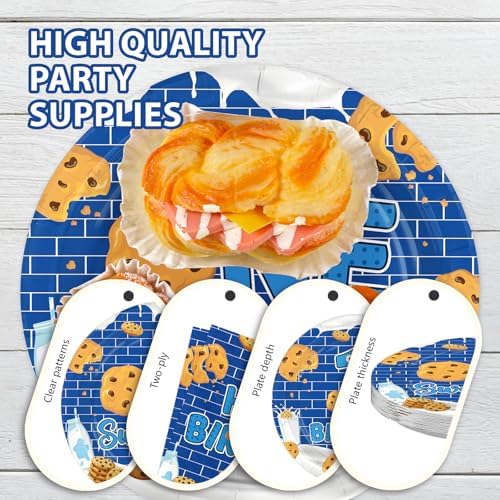 96 Pcs Milk and Cookies 1st Birthday Party Supplies for Boys Serves 24 - Image 6