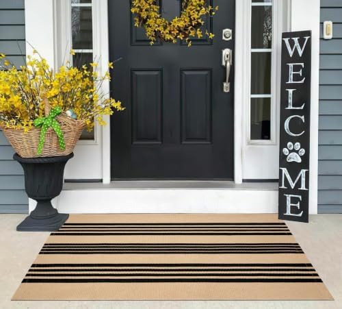 Fall Striped Outdoor Rug 2.3'x3.6',Washable Layered Doormat Porch Decor - Image 6