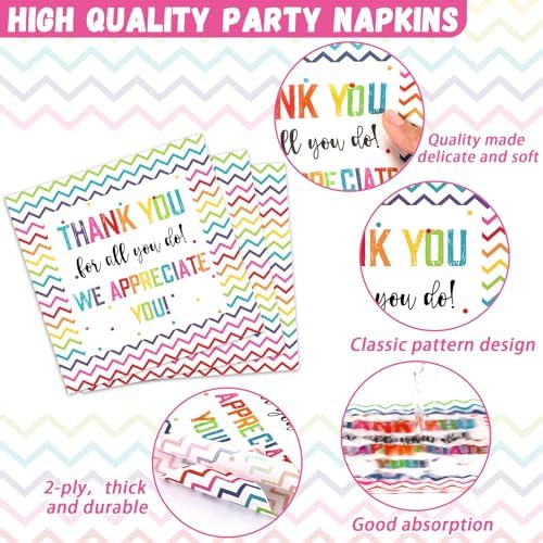 Thank You Party Plates Napkins We Appreciate You Tableware Teacher Appreciation Dinnerware Be Thankful to Thanksgiving Staff Disposable Plates Fork for Congratulations Graduate Party Supply Serve 24 - Image 4