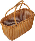 Rattan Woven Storage Basket, Home, Sturdy Beige Plastic Container by WHAMVOX
