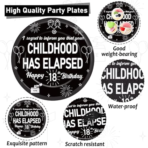 96Pcs 18th Birthday Supplies Paper Plates Napkins Forks Set - Image 3