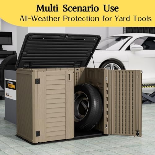 ZZM 4x2.5 FT Outdoor Storage Shed, Resin Waterproof Storage Cabinet for Garden Tools with Lockable Lid,Latch (Coffee) - Image 6