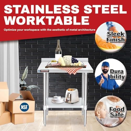 DuraSteel NSF Stainless Steel Table - 24 x 30 Inch Metal Work Table w/Undershelf - Commercial Kitchen, Restaurant, Garage, Laundry - Outdoor Stainless Steel Prep Tables Countertop Island Grill Small - Image 4