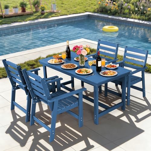 FUNBERRY Outdoor Dining Set, HDPE 5 Piece Dining Table Set with Chairs by FUNBERRY