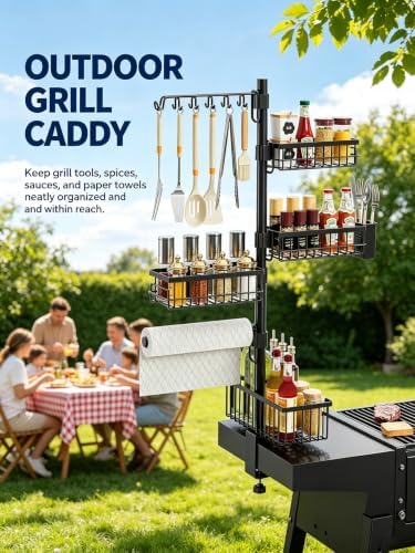 Deloban Griddle Caddy for Blackstone,4 Baskets,10 Hooks & Towel Holder - Image 7