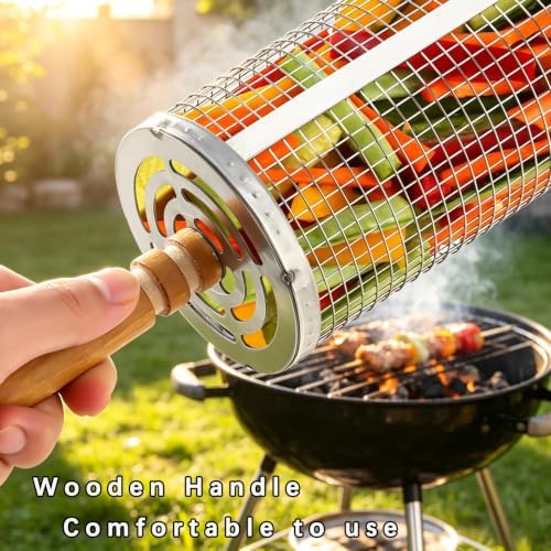 2Pcs Rolling Grill Baskets, 304 Stainless Steel BBQ Accessories - Image 4