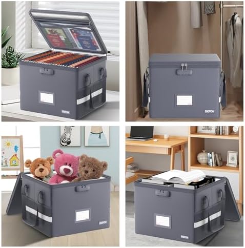 ENGPOW 5200°F File Box Fireproof Document Box with Lock,Heat Insulated Collapsible File Storage Organizer Box with Handle,Portable Home Office File Cabinet for Hanging Letter/Legal Size Folder, Gray - Image 7