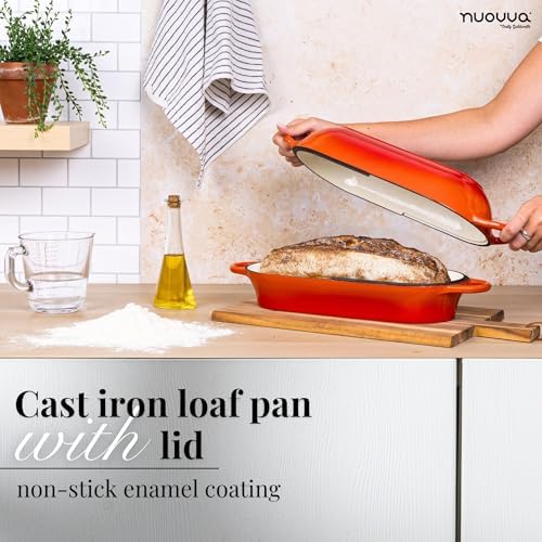Enamelled Cast Iron Bread Loaf Pot – Dutch Oven For Sourdough Bread Baking – Oven Safe Non Stick Bread Pot – Rectangular, Orange, 34cm x 16cm – by Nuovva - Image 5