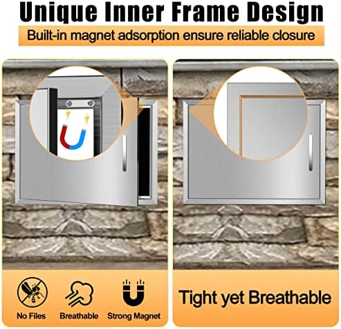BBQ Access Single Doors 27Wx20H Flush Mount Stainless Steel Outdoor Kitchen Door for Outside Cabinets and BBQ Island - Image 5