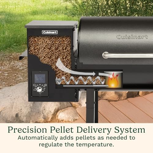 Cuisinart Wood Pellet Grill & Smoker, 465 Square Inches Barrel Pellet Grill for Smoking Meat, Jerky, Vegetables, 8 in 1 BBQ with Digital Control, Auto Start and Temperature Probe - Image 4