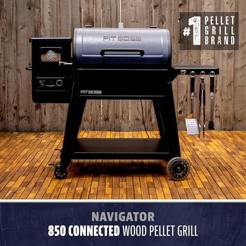 Pit Boss 850 Navigator Series WiFi & Bluetooth Wood Pellet Grill & Smoker, Flame Broiler and LCD Digital Controller, 932-Sq. In. Cook Space, 180°F to 500°F Temp Range, Meat Probe, 30 lb. Hopper - Image 3