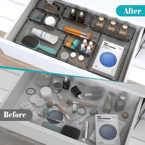 13 PCS Plastic Drawer Organizers Set, 4 Size Desk Drawer Organizer Trays - Image 4