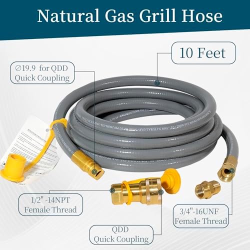 10FT 1/2" Natural Gas/Hose with Quick Couplings, Natural Gas/Steam Retrofit Kit for BBQs, Grills, Pizza Ovens, Deck Heating and Low Pressure Appliances - Image 2