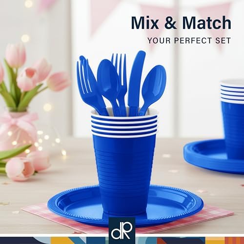 DecorRack Blue Plastic Cups, 12 oz Disposable Cups, Reusable Party Supplies (40 Count) - Image 5