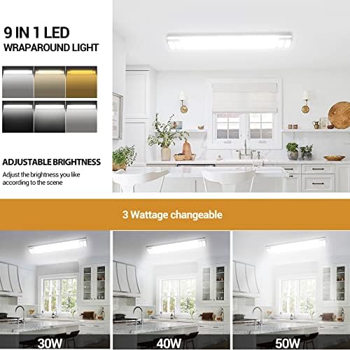 ANTLUX 4FT LED Light Fixtures, 3000K 4000K 5000K Selectable, 30W/40W/50W Dimmable 4 Foot Kitchen Ceiling Light Fixture, 48 Inch Flush Mount LED Wraparound Puff Lights for Kitchen, Laundry, Office - Image 4