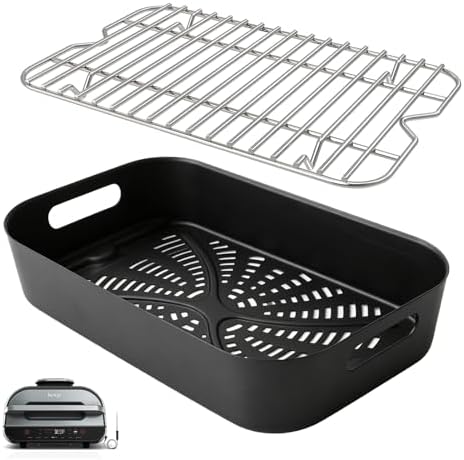 Combo Crisper Basket and Grill Rack Replacement for Ninja Foodi FG551/DG551/DG651 Smart XL Indoor Grill, Stainless Steel Air Fryer Rack & Non-Stick Grill Basket for Ninja Foodi Accessories by Unknown