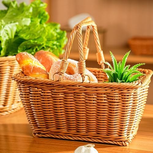 Elegant PE Handwoven Oval Storage Basket for Outdoor Camping Picnics and Home Decoration - Image 6