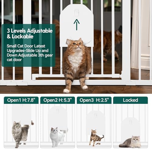 Babelio 36" Tall Baby Gate with Adjustable Cat Door, CatPrivilege I, 29-43" - Image 4