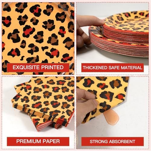 180pcs Red Cheetah Print Plates and Napkins Party Supplies,Serves 60 - Image 3