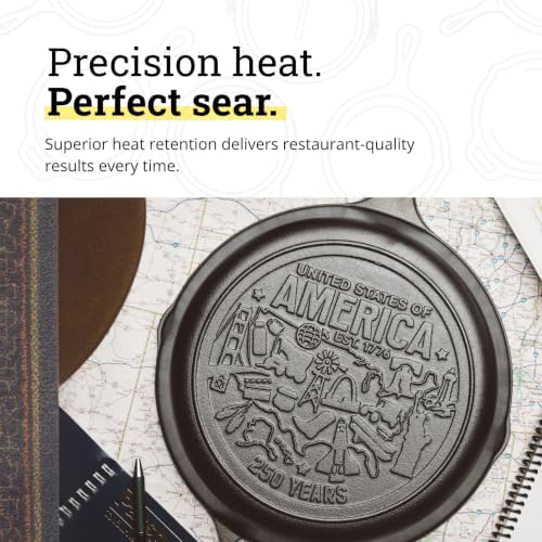 Lodge Pre-Seasoned Cast Iron Skillet, USA Icons, 10.25 Inch (Pack of 3) - Image 4