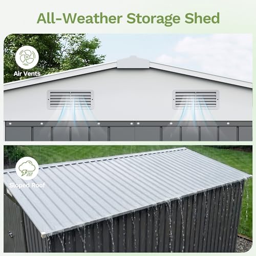 Patiowell 10x12 FT Outdoor Storage Shed, Gray - Image 5