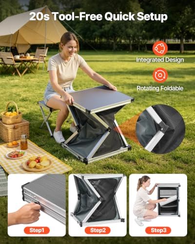 VEVOR Folding Camping Storage Cabinet, Outdoor Portable Lightweight Table - Image 4