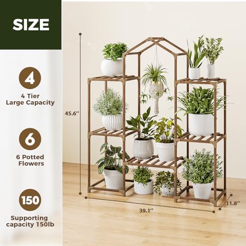 Bamworld Plant Stand Indoor Hanging Plant Shelf Outdoor Large Plant Rack - Image 4