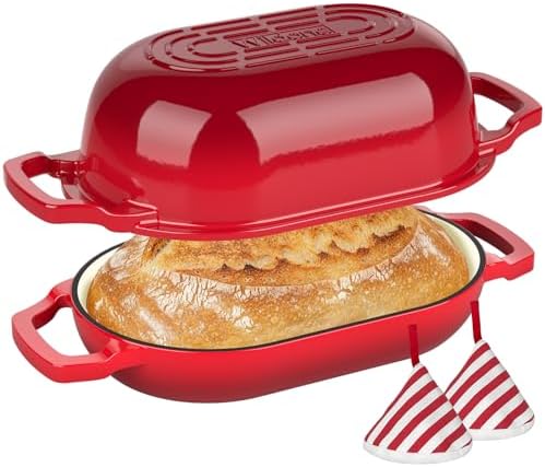 Wildone Enameled Cast Iron Dutch Oven Pot with Lid, Oval Bread Oven by Wildone