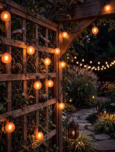 25Ft LED Outdoor Halloween Decorations Lights, 25 G40 Orange Globe Bulbs - Image 6