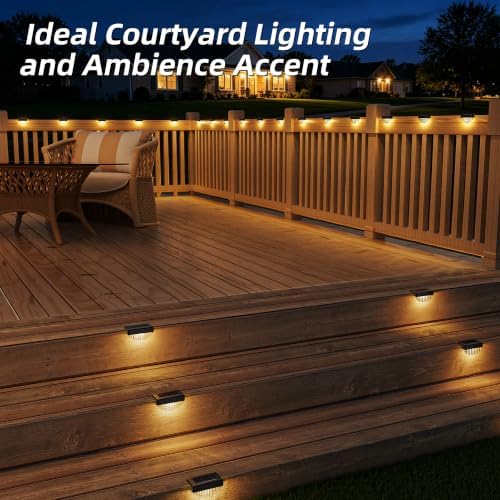 VOLISUN 16 Pack Solar Deck Lights Outdoor, Warm White LED Solar Step Lights for Outside, Waterproof Fence Light for Patio, Deck, Stairs, Yard, Pool and Porch (Black) - Image 6