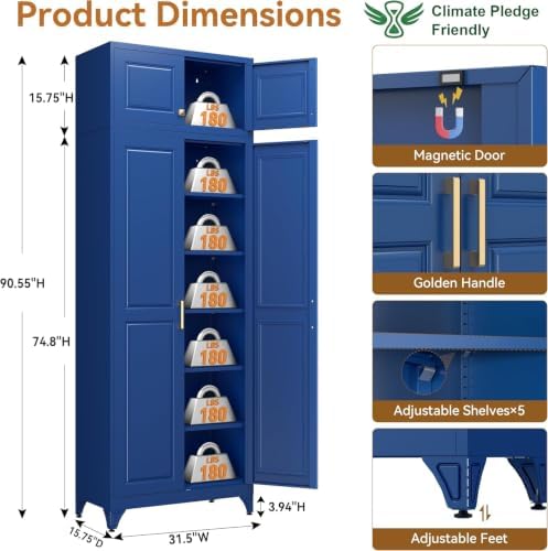90" Metal Pantry Cabinet,Kitchen Storage Cabinet with Shelves - Image 2