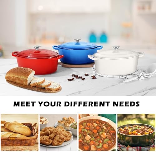 TeamFar Oval Dutch Oven, 5qt Enameled Cast Iron Dutch Oven Pot with Lid - Image 7