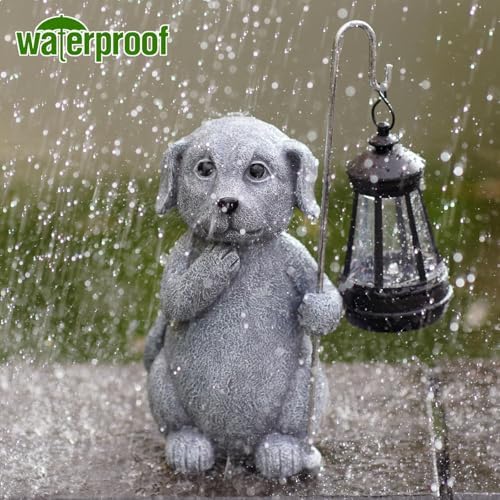 Qeeman Solar Dog for Garden Decor: Weatherproof Resin Statues - Image 6