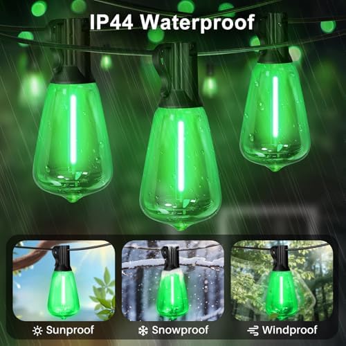 LAMPHOME 4-Pack 26Ft ST38 Green St Patrick's Day Patio Lights，Outdoor String Light with 12+1 Shatterproof LED Edison Bulbs, Waterproof String Lights for Bistro Christmas Party Decor - Image 6