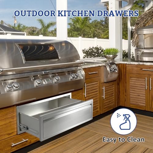 Outdoor Kitchen Drawers 30" W x 10" H x 23" D Flush Mount BBQ Single Drawers with Divider Stainless Steel Built-in Drawer for Outdoor Kitchen Island Patio Grill Station - Image 5