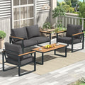 4 Pieces Metal Patio Furniture Set for Outdoor Balcony, Grey by COMLAXFIELD