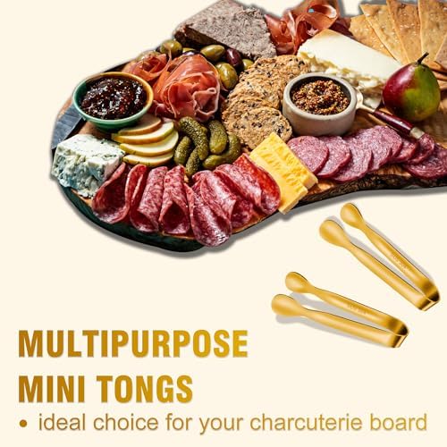 EDDEAS 12 PCS Small Serving Tongs, 4.3" Mini Gold Tongs, Gold Kitchen Tongs for Serving Food, Coffee Bar, Tea Party, Desserts Party and Ice Bucket - Image 4
