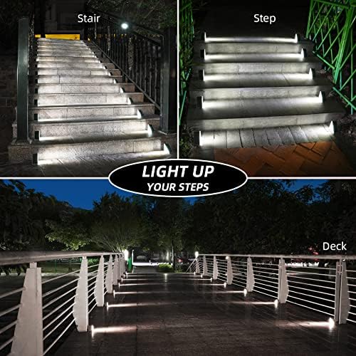 NIORSUN Solar Step Lights,8 Pack Cool White Solar Stair Lights Outdoor Waterproof IP67 Auto On Off,Solar Lights for Steps,Stair,Patio,Yard,Porch,Front Door,Sidewalk,Deck Decor - Image 2