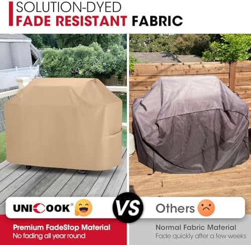 Unicook Grill Cover Heavy Duty Waterproof UV Resistant 60 Inch, Light Brown - Image 3