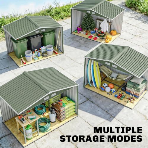 Outsunny 9' x 6' Outdoor Storage Shed Garden Tool Metal Shed Green - Image 6