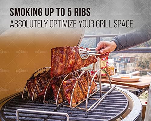 BBQ Rib Racks for Smoking, Classic Joe, BGE Grill Expander Rack Accessories - Optimizes Grilling Space, Standing Roast Rack Allows for more Even Cooking, Works with 18" or Larger Size Grill, Stainless - Image 3